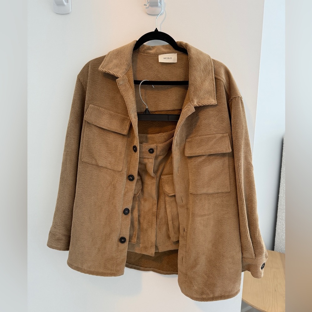 Vicolo Brown Corduroy Skirt Set for Women Sz M